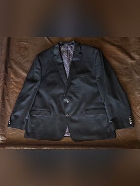 Men's CHAPS Black Blazer Size 50R Silver Buttons